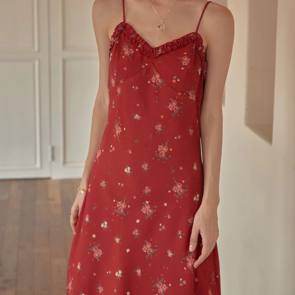 Simple Retro Androlla Floral Slip Midi Tea Dress, Size XS